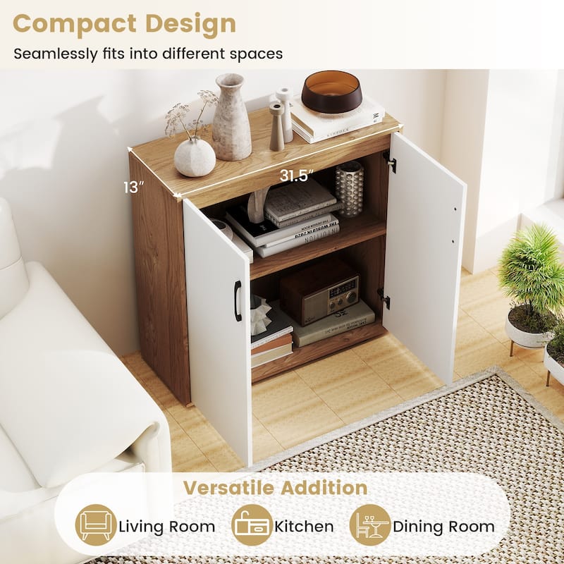 Gymax Coffee Bar Cabinet 2-Door Kitchen Storage Cabinet w/ 5-Position
