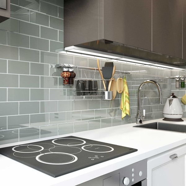 True Gray 3x6 Glass Subway Tile. Opens flyout.
