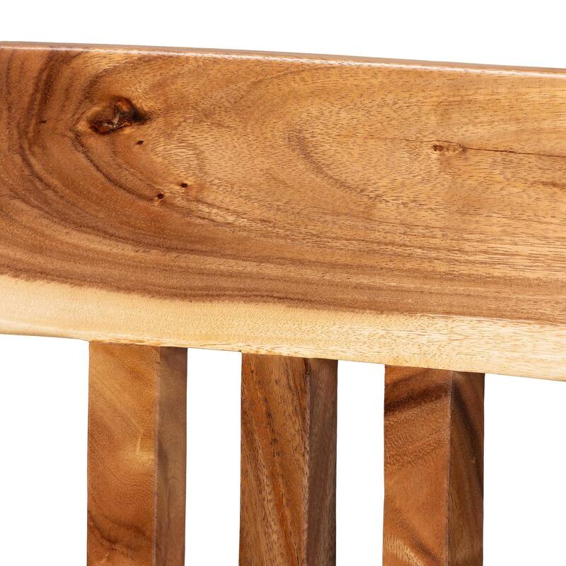 Luli 5-Piece Suar Wood Bar Table Set - Modern Bar-Height with Sculptural Table, Handcrafted Natural Wood Furniture for Kitchen