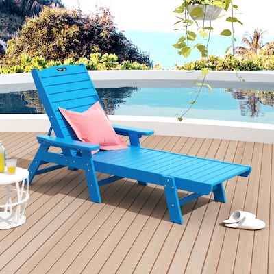 Laguna 78-inch Weather-resistant Poly Outdoor Chaise Lounge with Arms