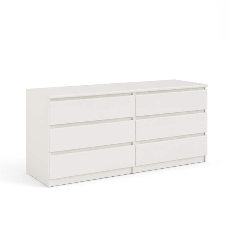 6 Drawer Double Dresser with No Handles