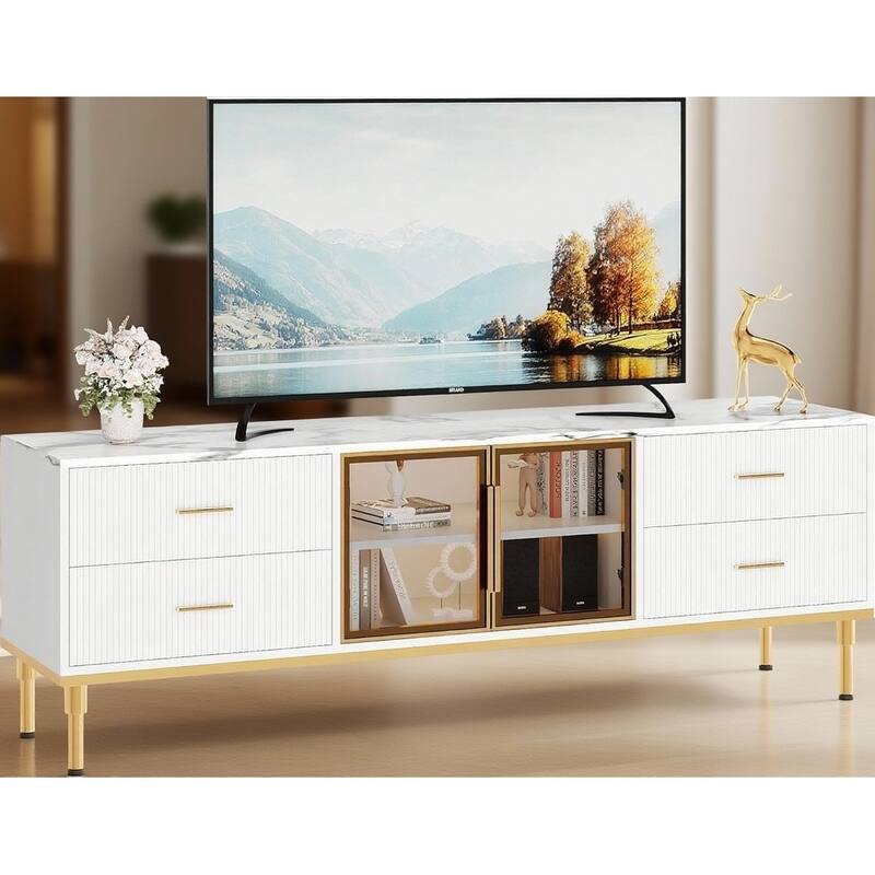 LED TV Stand, with 4 Drawers, Up to 75 Inch - White