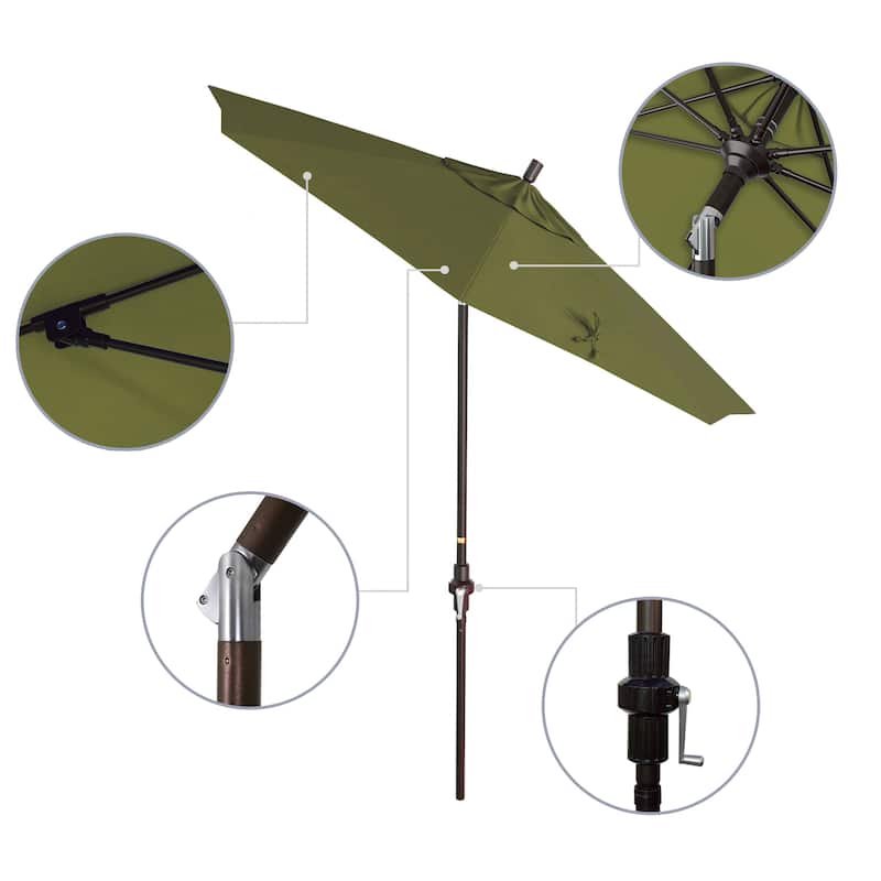 California Umbrella 75' Sun Master Patio Umbrella Bronze Aluminum Pole Fiberglass Ribs Crank Lift Tilt Pacifica