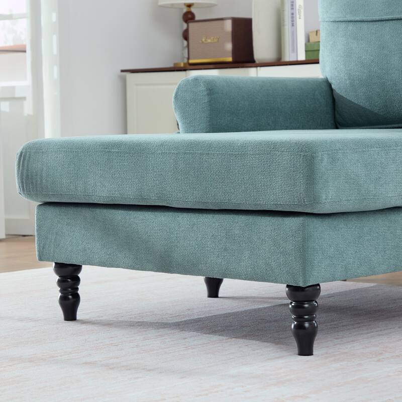 Chenille Fabric Chaise Lounge Arm Chair, Single Sofa Chair Sleeper Recliner