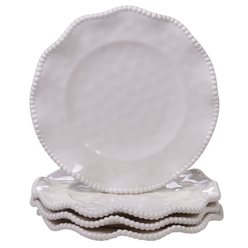 Certified International Perlette 9-inch Salad/Dessert Plates, Set of 4 - Beige