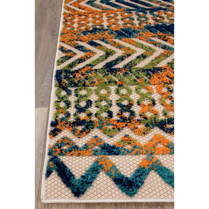 World Rug Gallery Turin Modern Geometric Bohemian Indoor/Outdoor Area Rug