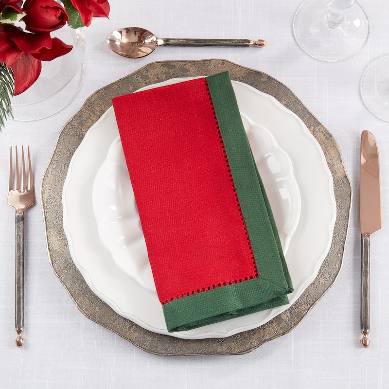 Classic Charm Two-Tone Hemstitch Napkin (Set of 12)