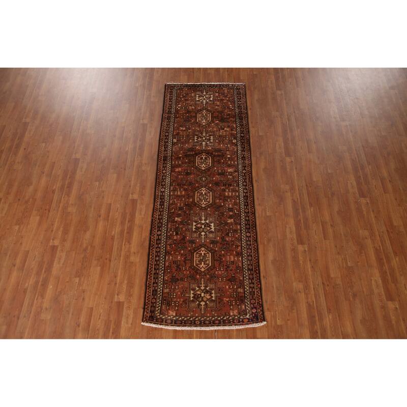 Tribal Gharajeh Persian Vintage Runner Rug Handmade Wool Carpet - 3'3"x 9'4"