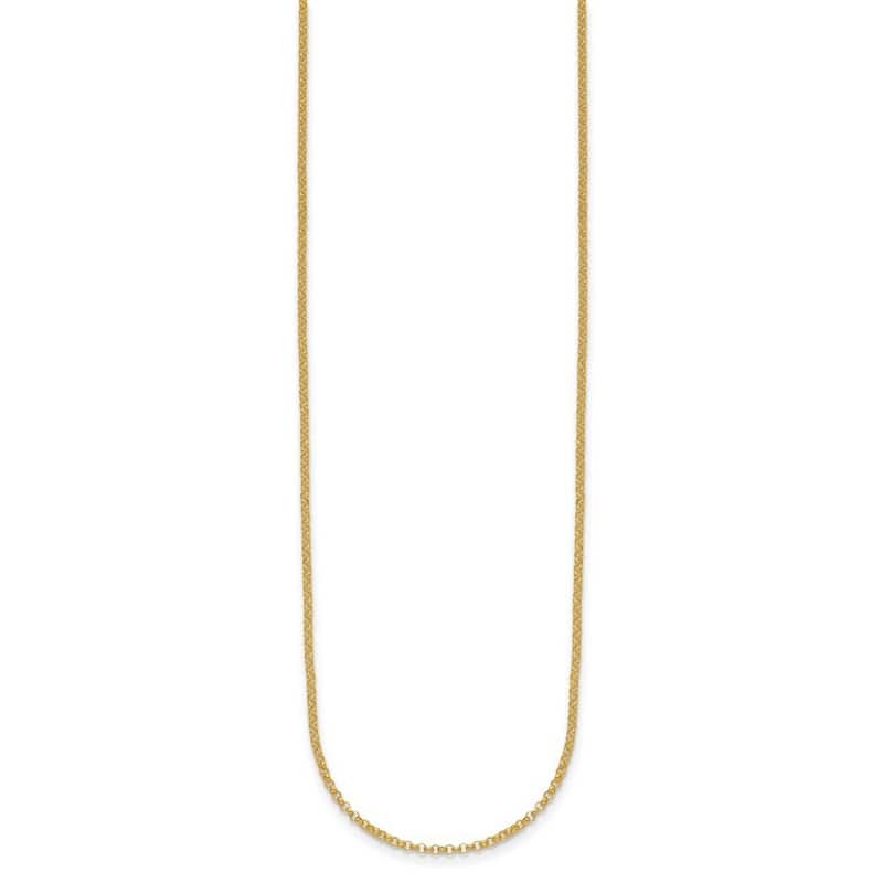 Curata Italian 14k Yellow Gold 1.5mm Rolo Curb Necklace For Women (Lobster)