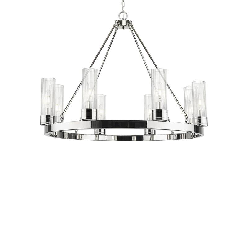 Innovations Lighting 617-8CR-28-36-8 Boreas Chandelier Boreas 8 Light - Polished Nickel / Striped Clear