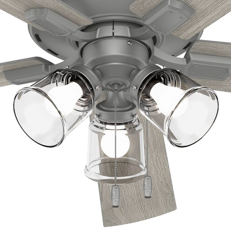 Hunter 60" Crestfield Ceiling Fan w/3-Light LED Light, Pull Chain - Farmhouse, Transitional, Rustic - Exclusive SureSpeed!