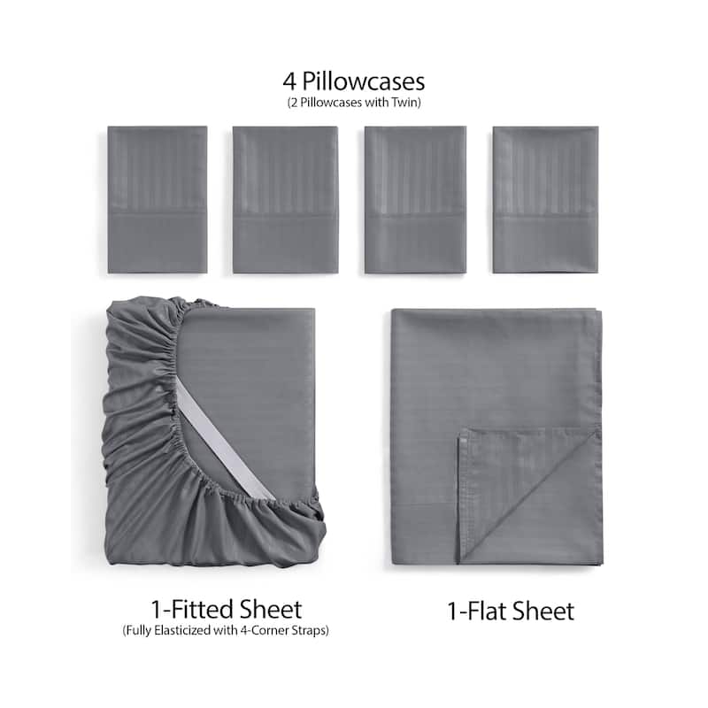 Sweet Home Collection Dobby Stripe 6-Piece Bed Sheet Set