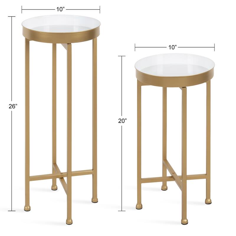 Kate and Laurel Celia Round Metal Foldable Tray Table Set