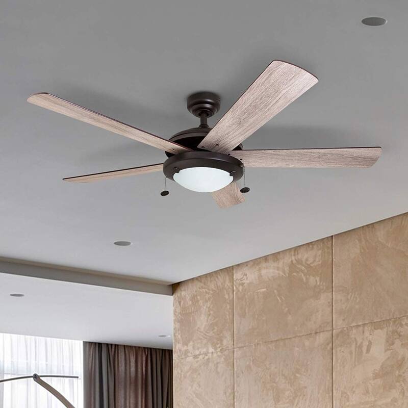 52" Prominence Home Bolivar Farmhouse Ceiling Fan with Light and Pull Chains - 52-inch