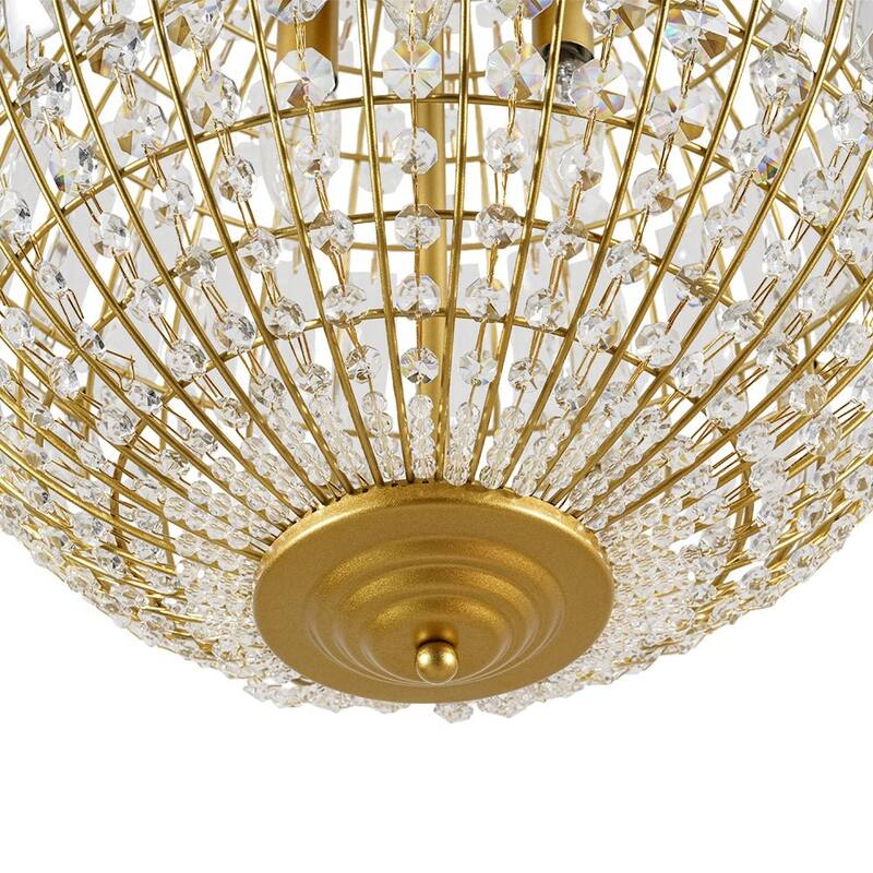 Luxe Bloom Beaded Round Sphere Crystal Pendant Entry Chandelier 18in