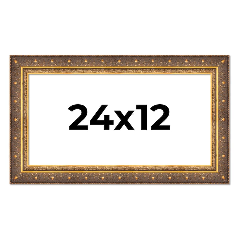 24x12 Frame Gold Real Wood Picture Frame inches Interior Frame Depth 1 inches Museo Bronze Ornate Photo Frame with UV Acrylic