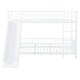 preview thumbnail 3 of 18, White Twin over Twin Size Metal Bunk Bed with Slide & Guardrails