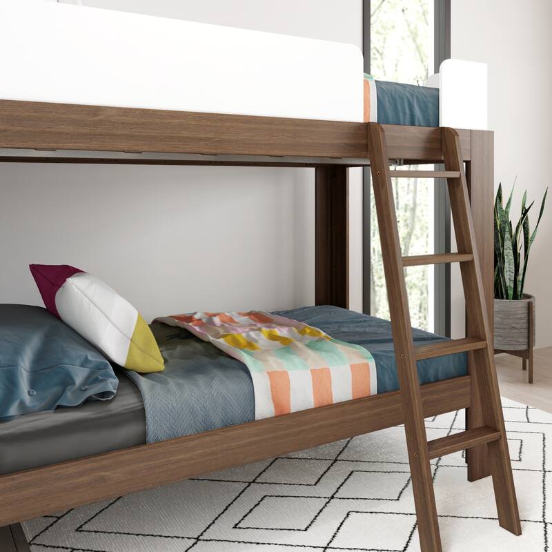 Max and Lily Mid-Century Modern Twin over Twin Bunk Bed
