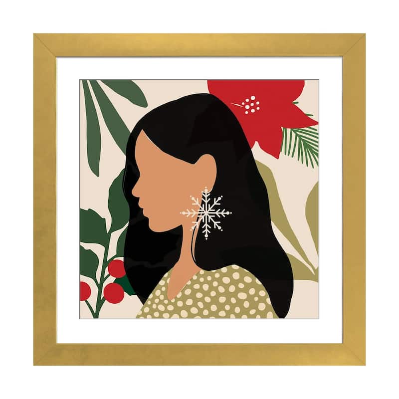 iCanvas "Christmas Earring II" by Victoria Barnes - Gold - 24x24x1