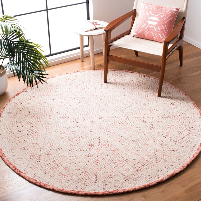 SAFAVIEH Handmade Glamour Klarita Wool Rug - 6' Round - Pink/Ivory