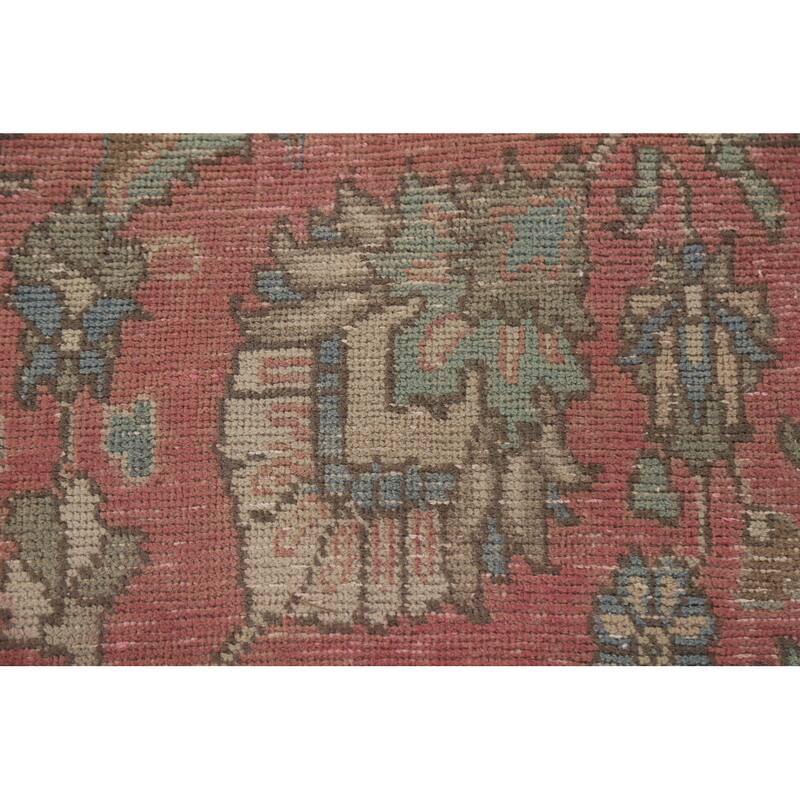Pink Distressed Tabriz Persian Antique Rug Hand-knotted Wool Carpet - 9'5" x 12'3"
