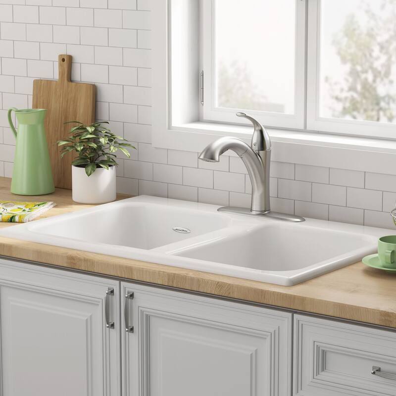 American Standard Quince 32-7/8" Drop In Double Basin Cast Iron