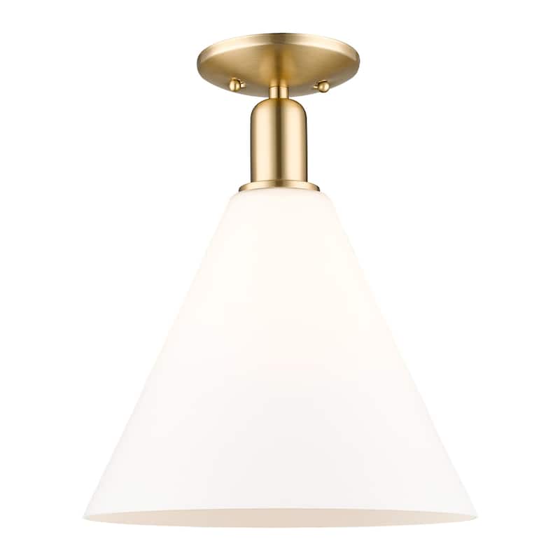 Innovations Lighting 716-1C-15-12 Berkshire Glass Semi-Flush Berkshire - Champagne Bronze / Matte White