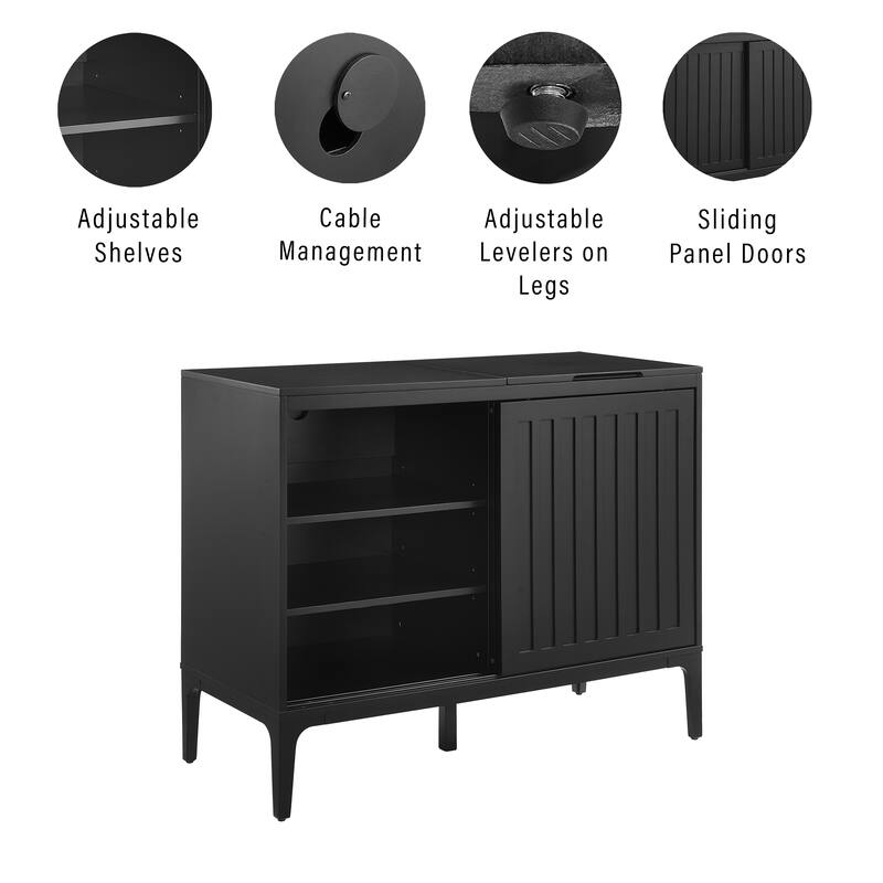 Crosley Asher Large Record Player Cabinet With Vinyl Storage