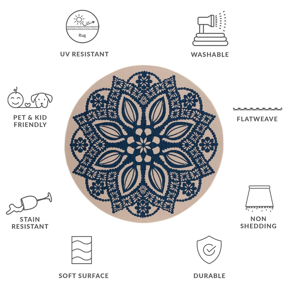 SAFAVIEH Courtyard Bosiljka Waterproof Backyard Patio Rug