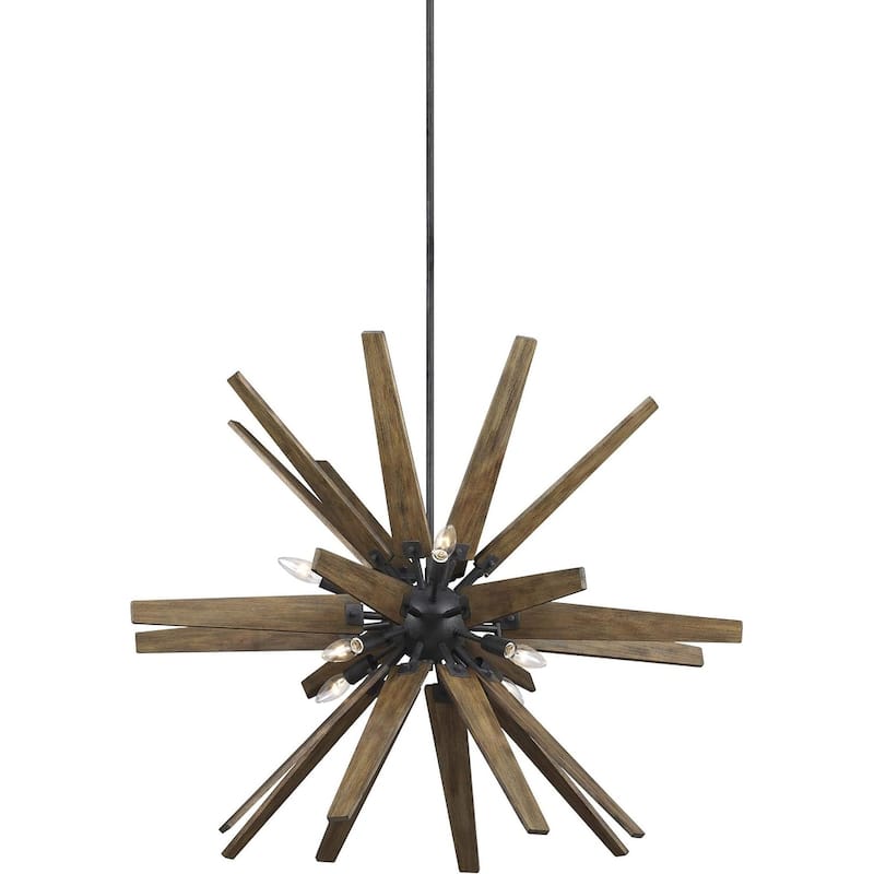 Lighting Thorne Chandelier 8 Light Wood in Contemporary Style Starburst Design