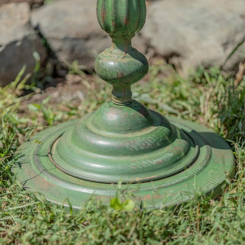 Round Pedestal Birdbath with Bird Details