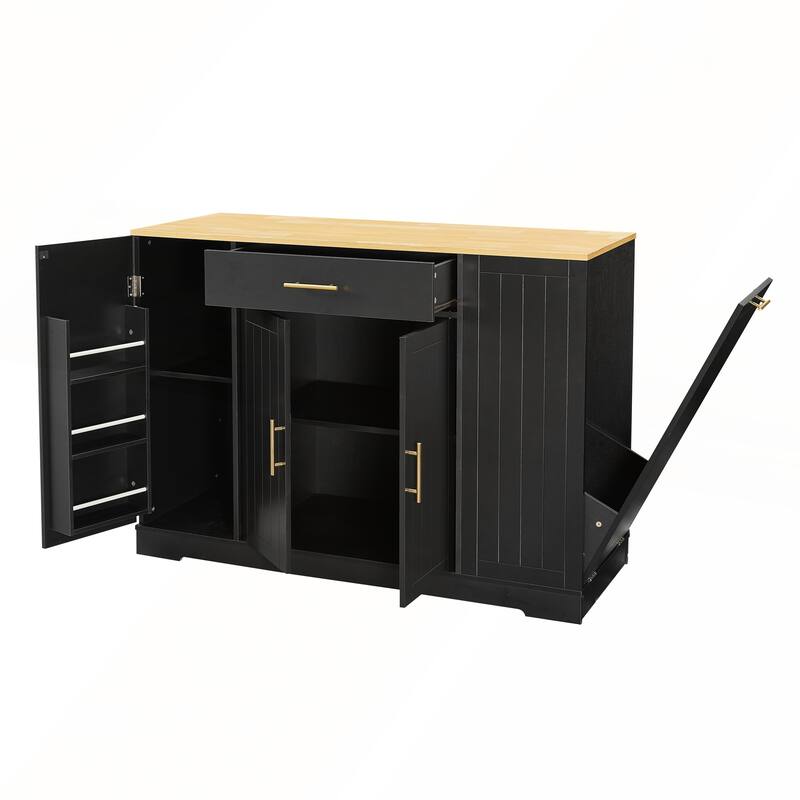 53inch Kitchen Storage Islands with Drawers and Trash Can Storage