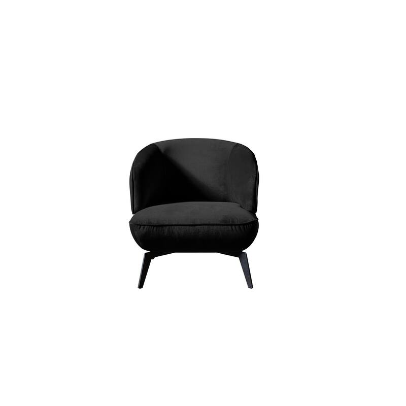 HomeRoots 28" Black Velvet and Steel Lounge Chair - 28.00 in. x 29.00 in. x 35.00 in.