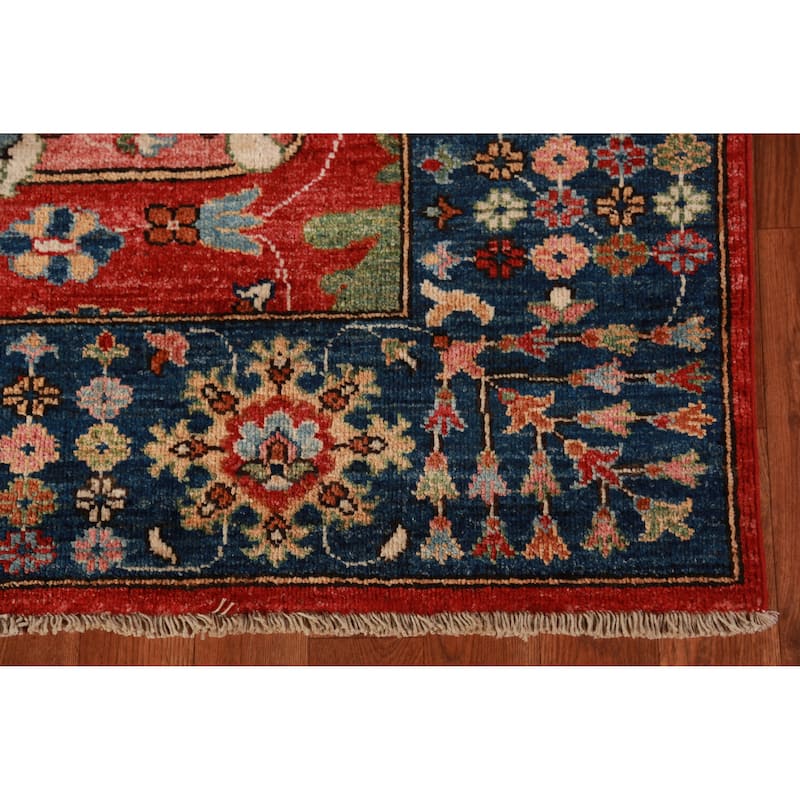 Vegetable Dye Floral Red Ziegler Oriental Rug Hand-Knotted Wool Carpet - 5'1"x 6'7"