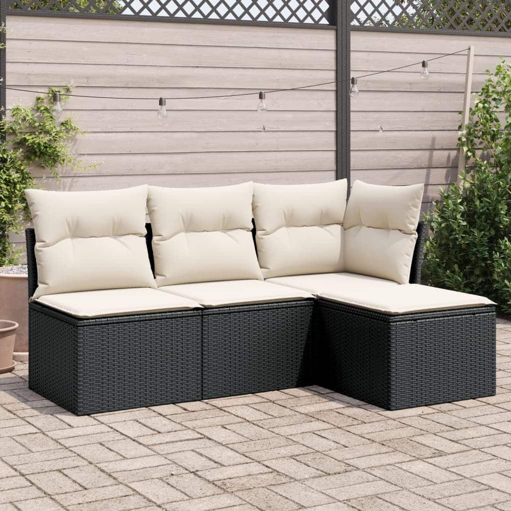 vidaXL Garden Sofa Set Black - 21.7 x 21.7 x 14.6