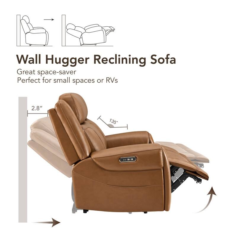 Spruce & Spring Leo Power Wall Hugger Reclining Sofa with Multi-Function Console