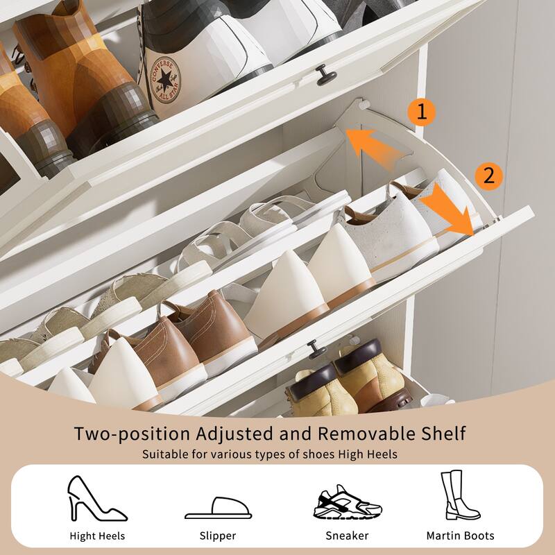 Shoes Storage Cabinet for Entryway,Narrow Shoe Rack Cabinet with 3 Flip Drawers, Freestanding Shoe Organizer with Legs