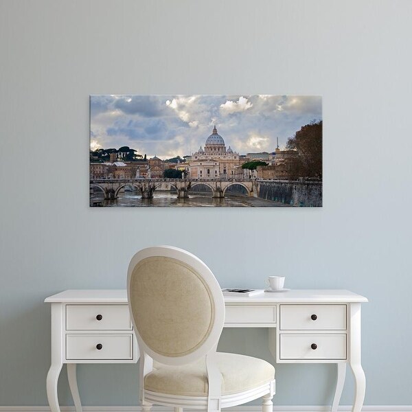 Easy Art Prints Panoramic Images's 'Arch bridge, Tiber River, St. Peter's Basilica, Rome, Lazio, Italy' Canvas Art