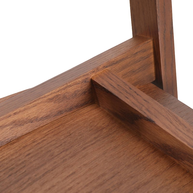 Dining Chair in Oak Wood with Open Back Design and Armrests Set of 2 Rivo Series