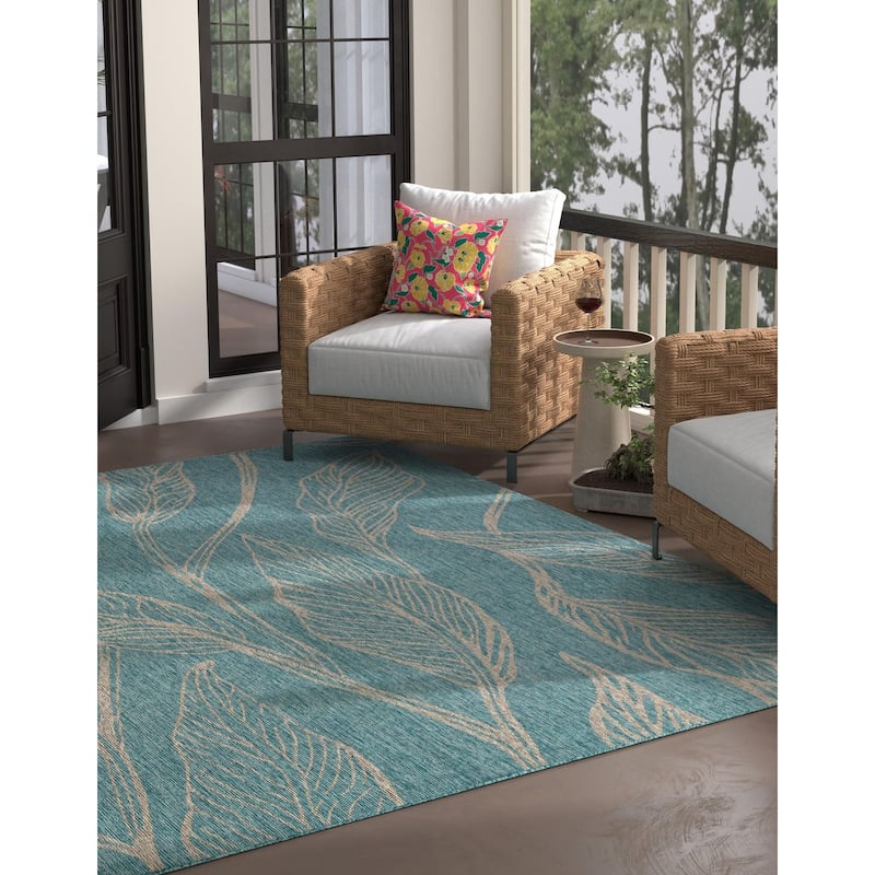 Outdoor Turgh Collection Area Rug - Light Aqua - 10'8" Square