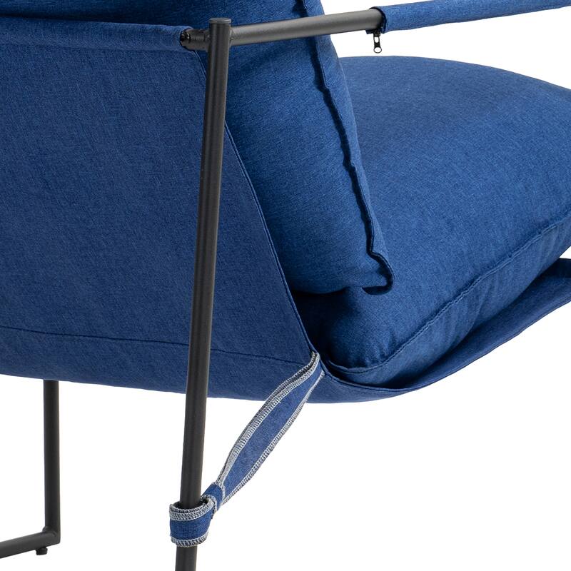 Modern Metal Frame Upholstered Sling Accent Armchair Set of 2