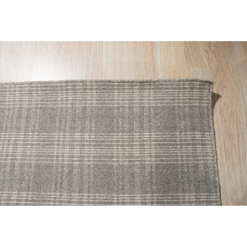 Gray Transitional Geometric Reversible Plaid Area Rug Bed Bath
