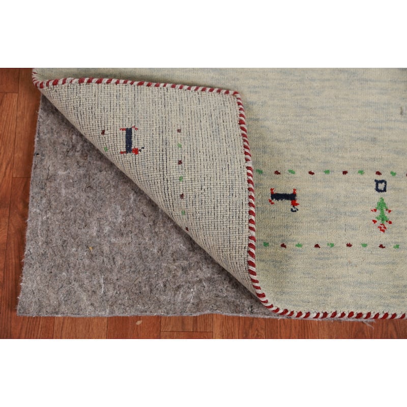 Hand Knotted Oriental 100% Wool Carpet Tribal Animal Pictorial Green Gabbeh Area Rug - 5' 0'' X 2' 10''