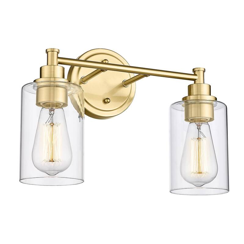 2/3/4/5-Light Bathroom Vanity Light with Clear Glass Shade - 2-Light - Champagne Gold