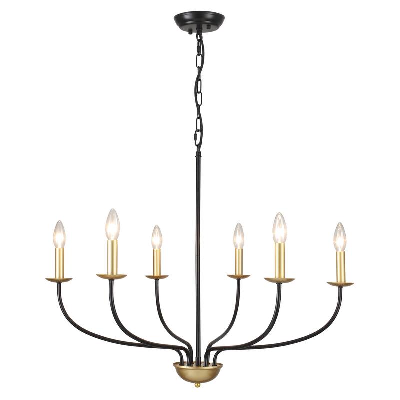 6-Light Farmhouse Candle Chandelier Modern Hanging Lamp for Living Room Kitchen Hallway Entryway - N/A