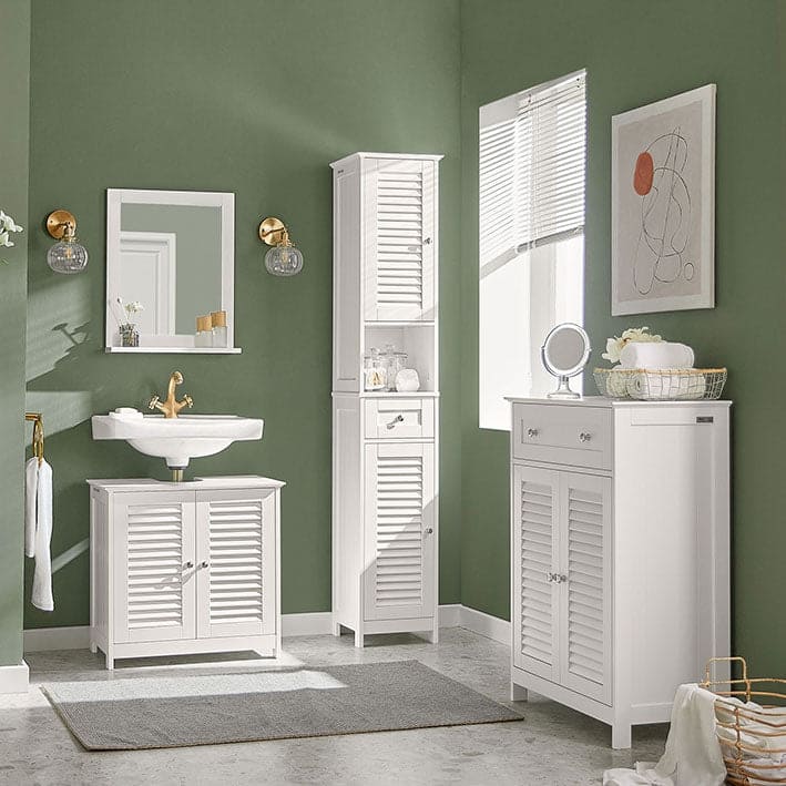 Haotian FRG236-W, Bathroom Tall Cabinet Storage Shelf