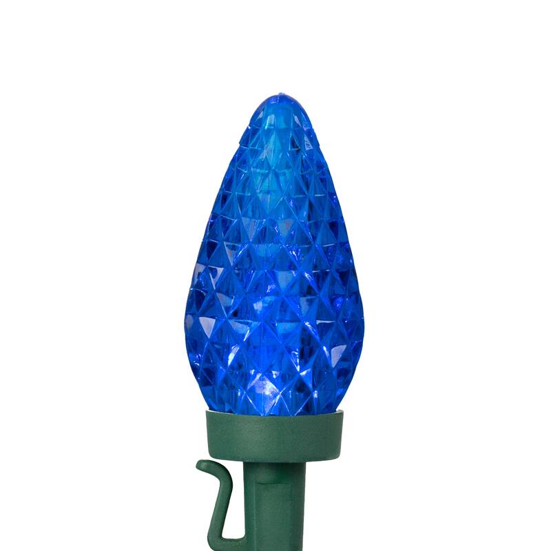 Patriotic LED C9 Faceted Christmas Lights - Red, White and Blue - 66' Green Wire - 100ct