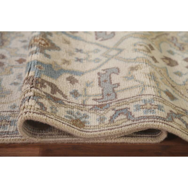 Beige / Ivory Oushak Oriental Runner Rug Handmade Wool Carpet - 2'6"x 11'8"