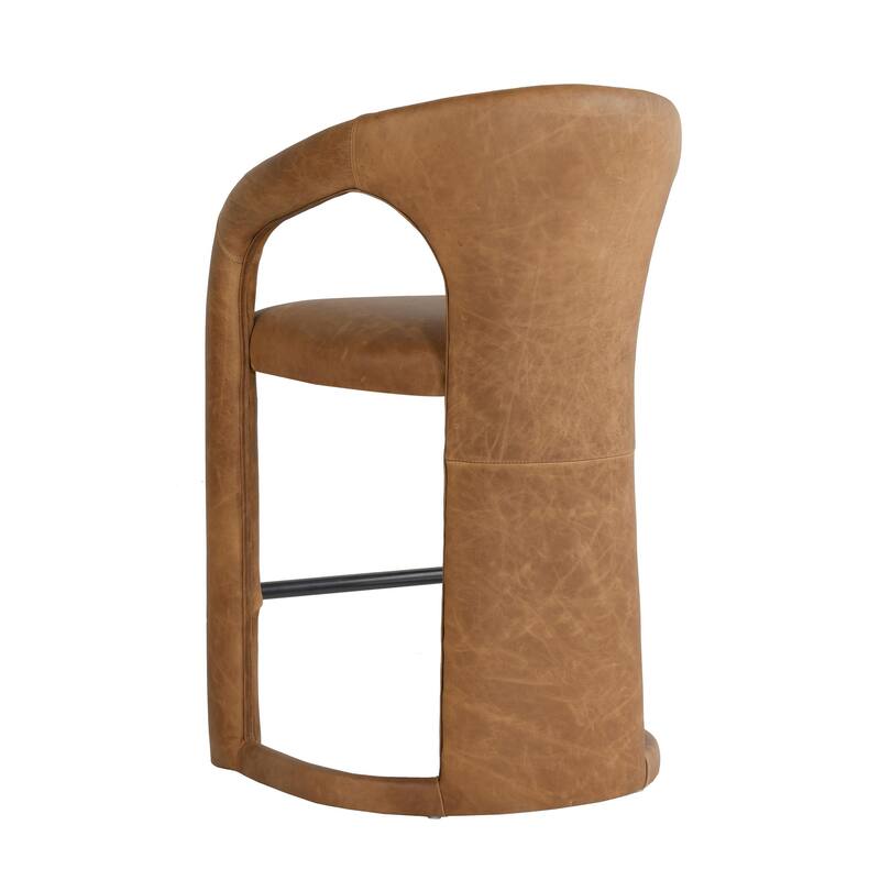Classic Home Archie 26" Distressed Leather Stool