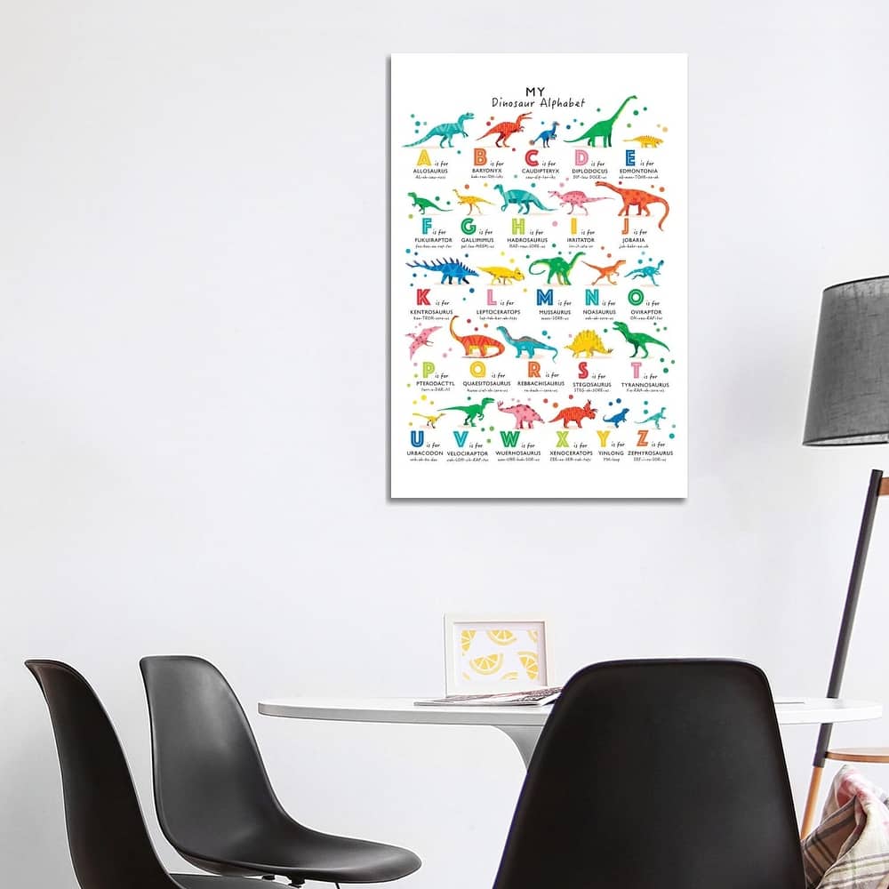 iCanvas "Bright Dinosaur Alphabet" by PaperPaintPixels Canvas Print